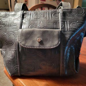 Liz Claiborne Black Embossed Tote Bag